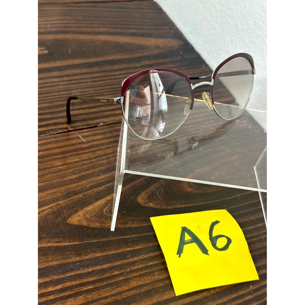 Prada SPR 54S UF6-4O0 Womens Brown Silver Sunglasses Round Half Rim 59-20 140 mm